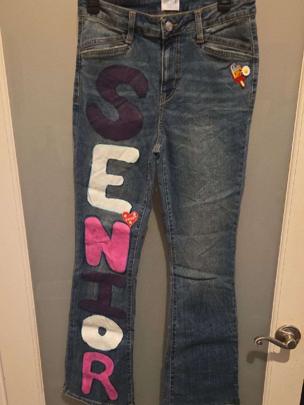 Denim Jeans with "Senior" Painted
